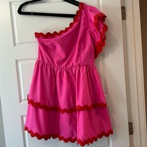 Pink one shoulder dress